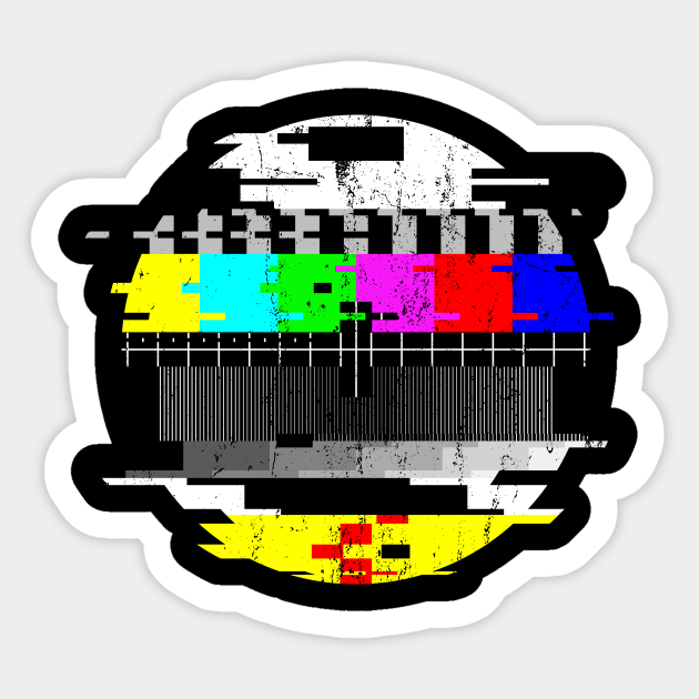 Vintage Glitched TV Test Card Graphic Sticker by NeonSunset